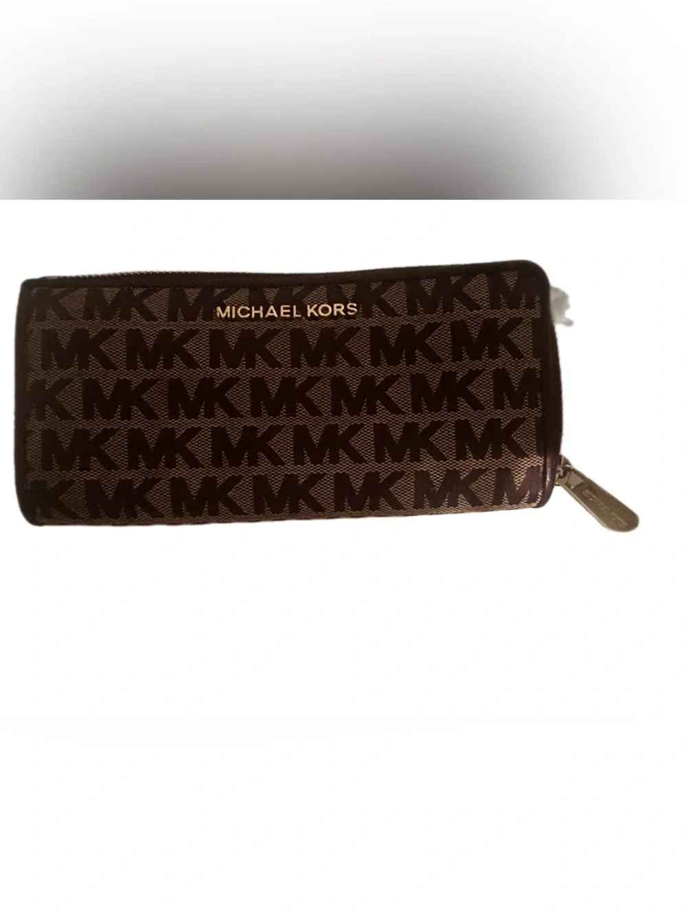 Michael Kors Burgundy Brown Monogram Zip Card Holder
